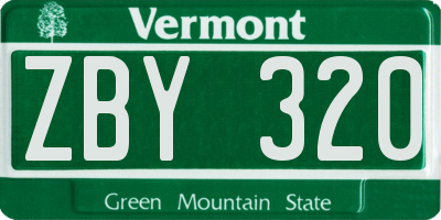 VT license plate ZBY320