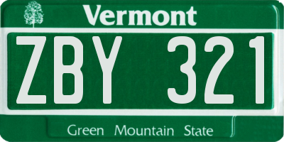 VT license plate ZBY321