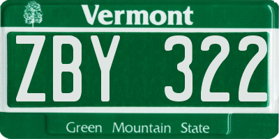 VT license plate ZBY322