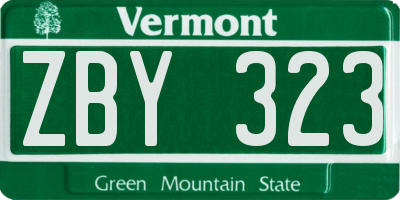 VT license plate ZBY323