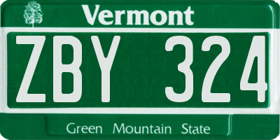 VT license plate ZBY324