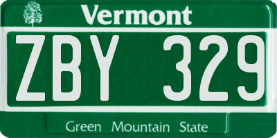 VT license plate ZBY329