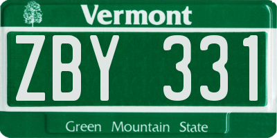 VT license plate ZBY331