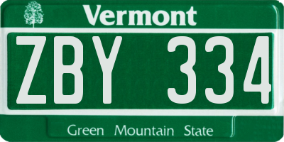 VT license plate ZBY334