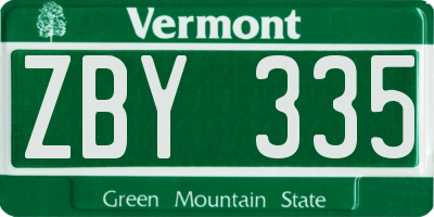 VT license plate ZBY335
