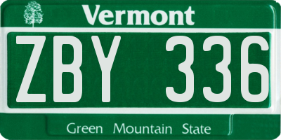 VT license plate ZBY336