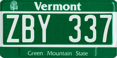 VT license plate ZBY337
