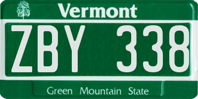 VT license plate ZBY338