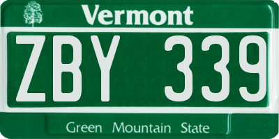 VT license plate ZBY339