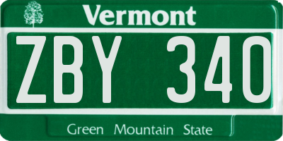 VT license plate ZBY340