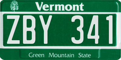 VT license plate ZBY341