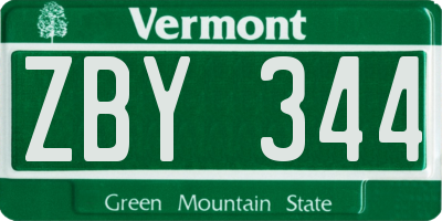 VT license plate ZBY344