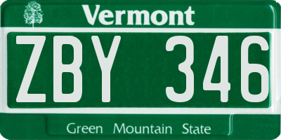 VT license plate ZBY346