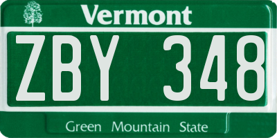 VT license plate ZBY348