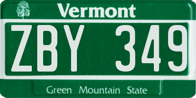 VT license plate ZBY349