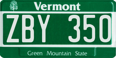 VT license plate ZBY350
