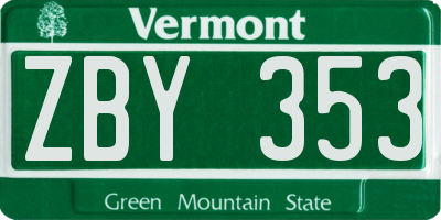 VT license plate ZBY353