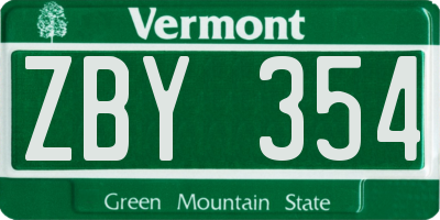 VT license plate ZBY354