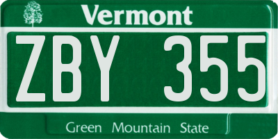VT license plate ZBY355