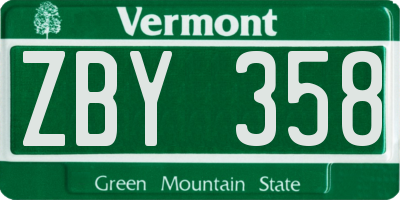 VT license plate ZBY358
