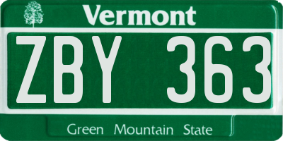 VT license plate ZBY363