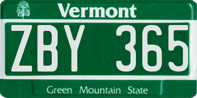 VT license plate ZBY365