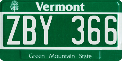 VT license plate ZBY366