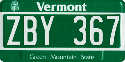 VT license plate ZBY367