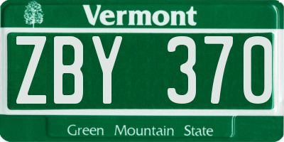 VT license plate ZBY370