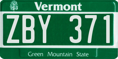 VT license plate ZBY371