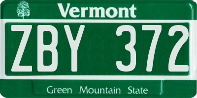 VT license plate ZBY372