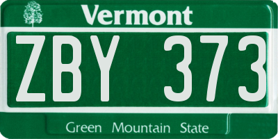 VT license plate ZBY373