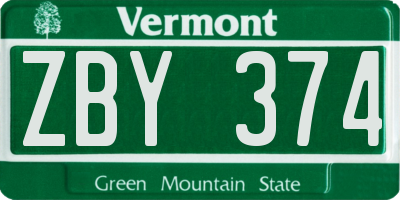 VT license plate ZBY374