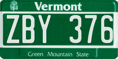 VT license plate ZBY376