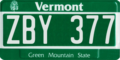 VT license plate ZBY377