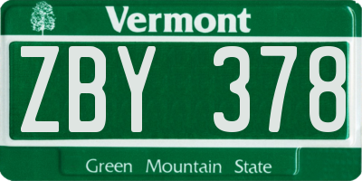 VT license plate ZBY378