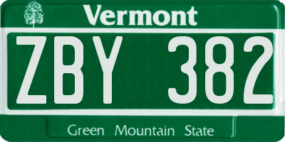 VT license plate ZBY382