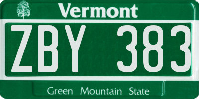 VT license plate ZBY383