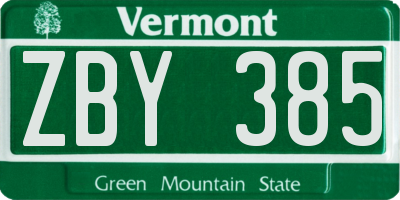 VT license plate ZBY385