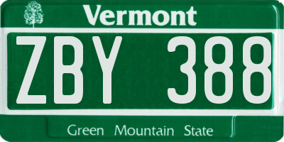 VT license plate ZBY388