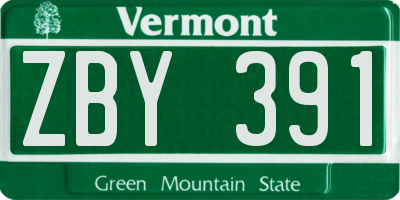VT license plate ZBY391