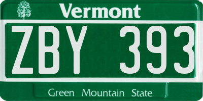 VT license plate ZBY393