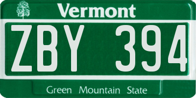 VT license plate ZBY394