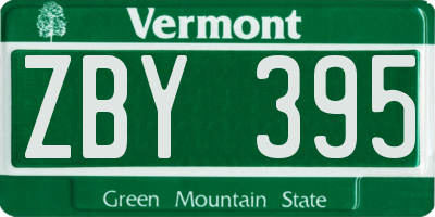 VT license plate ZBY395