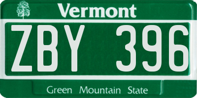 VT license plate ZBY396