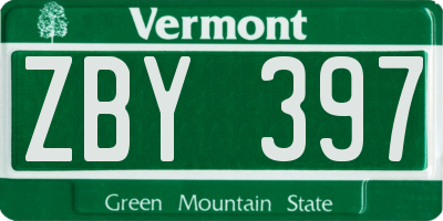 VT license plate ZBY397