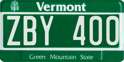 VT license plate ZBY400