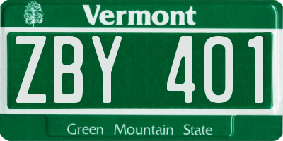 VT license plate ZBY401