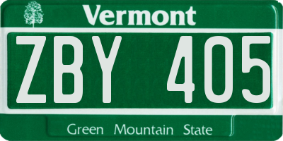 VT license plate ZBY405
