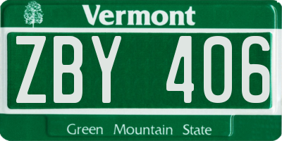 VT license plate ZBY406